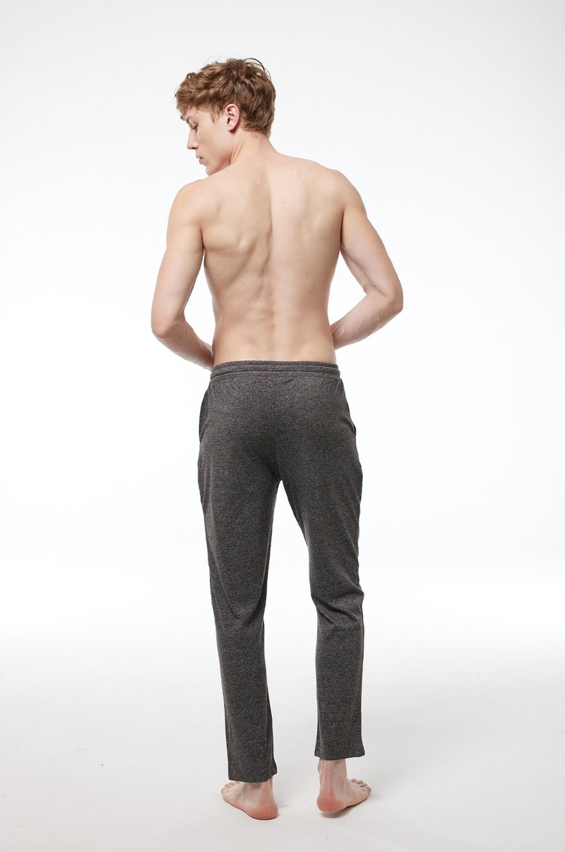 Malabadi Men's Gray Elastic Waist Pocket Single Bottom Straight Leg Pajamas 6003  - Image 3