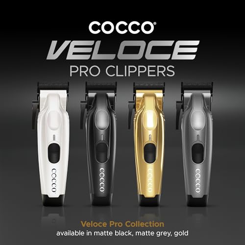 Cocco Veloce Pro Clipper, Digital Gap Ambassador Graphene Taper Blade Professional Hair Clippers, High-Torque BLDC Motor, All-Metal, Cordless, Charging Base Included, Matte Black - Image 5