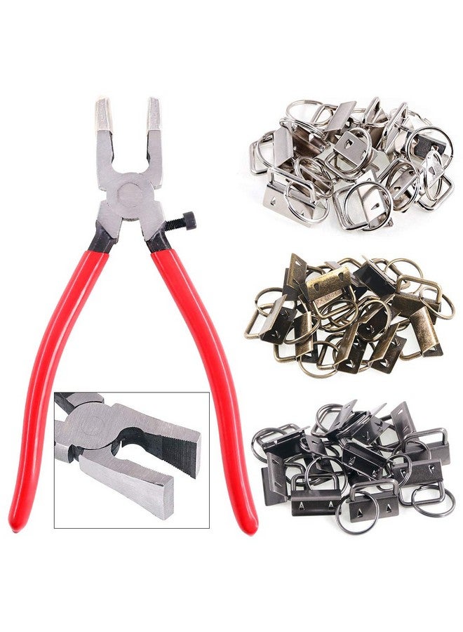 Swpeet 36 Sets 1" 25mm 3 Colors Key Fob Hardware with 1Pcs Key Fob Pliers, Glass Running Pliers Tools with Jaws, Studio Running Pliers Attach Rubber Tips Perfect for Key Fob - Image 1