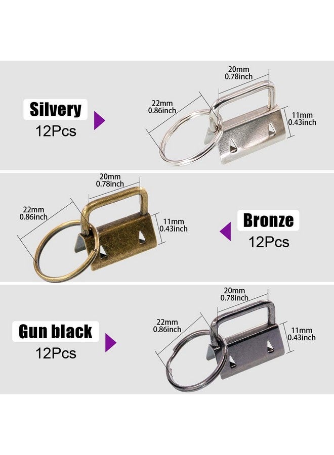 Swpeet 36 Sets 1" 25mm 3 Colors Key Fob Hardware with 1Pcs Key Fob Pliers, Glass Running Pliers Tools with Jaws, Studio Running Pliers Attach Rubber Tips Perfect for Key Fob - Image 3