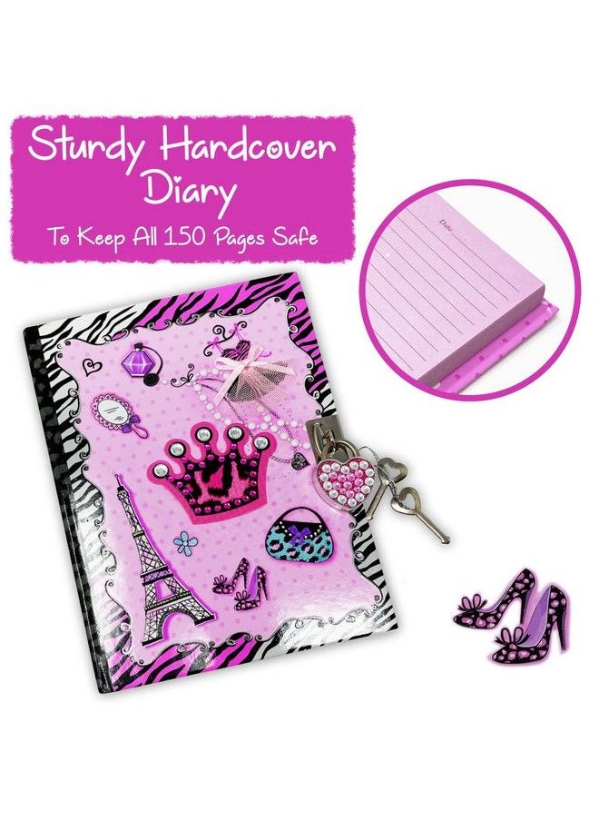 Smitco - 8 To 12 Year Old Girls Gift Idea Girls Diary With Lock & Key ; Pink Rhinestone Kids Journal ; Tween Girl Secret Diary Notebook With 150 Lined Sheets & 2 Keys - Image 1