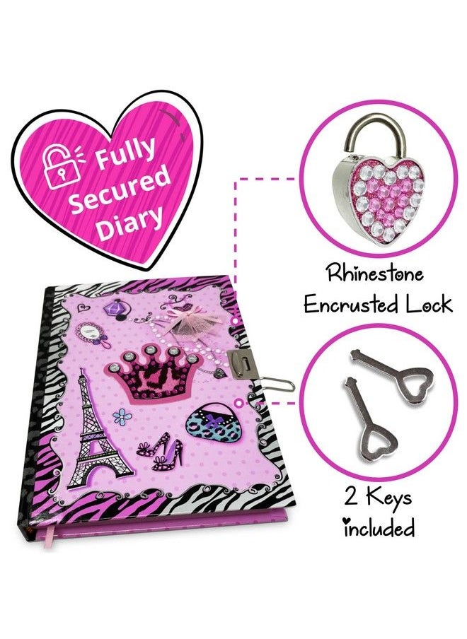 Smitco - 8 To 12 Year Old Girls Gift Idea Girls Diary With Lock & Key ; Pink Rhinestone Kids Journal ; Tween Girl Secret Diary Notebook With 150 Lined Sheets & 2 Keys - Image 1