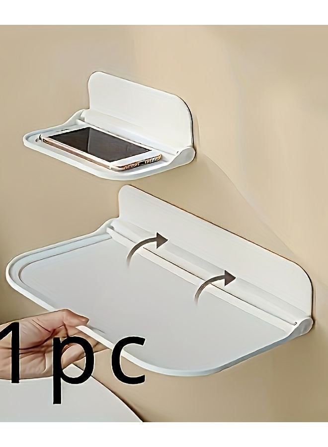 White Wall Mounted Folding Shelf Multifunctional Organizer Easy Installation - Image 3