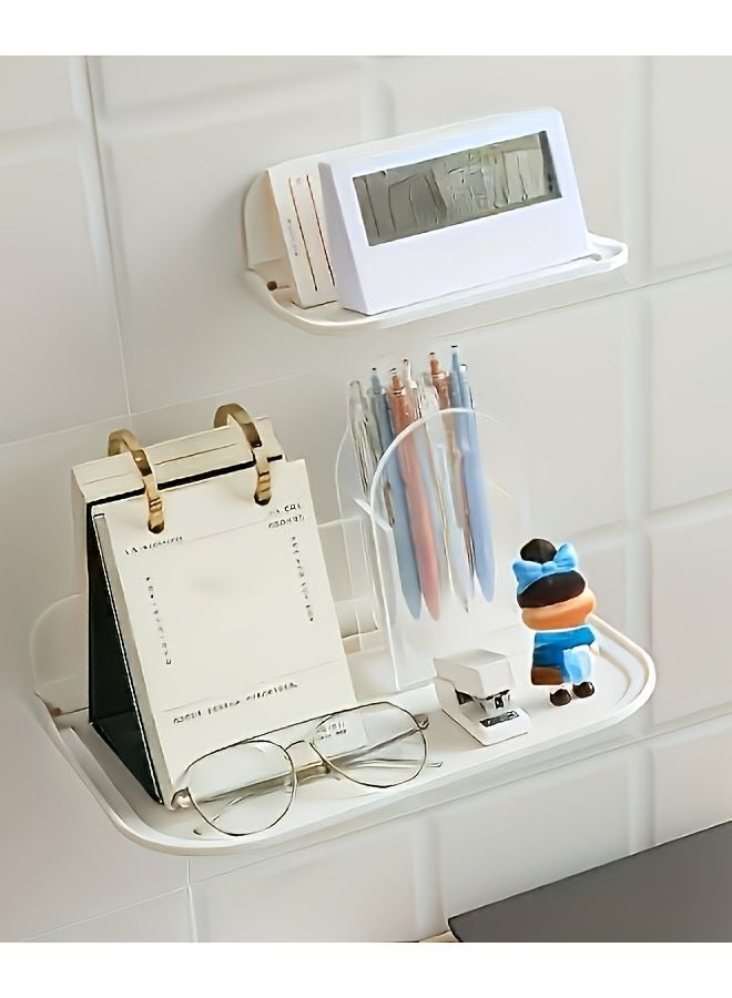 White Wall Mounted Folding Shelf Multifunctional Organizer Easy Installation - Image 5