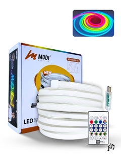 MODI LED Intelligent RGB Neon Strip Light With USB - 8+ Color Modes & Music Mode - 5 Meter - Remote/App Control - 2H/4H/6H/8H Timer Setting - 5W - U7*14mm For Gaming PC, TV, Room Decor  - Image 2