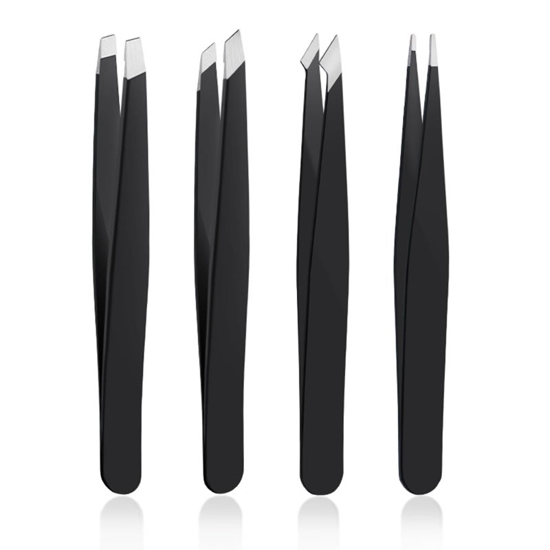 DTDNZKN 4 PCS Stainless Steel Tweezers Set â€“ Precision Tweezers for Ingrown Hair, Facial Hair, Splinter, Blackhead and Tick Remover - Image 1