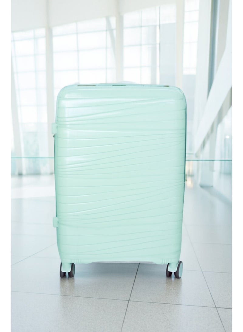 W.O.K 3-Piece Lightweight Luggage Set – Durable Polypropylene (PP) Hard Shell Travel Trolleys with Spinner Wheels and Secure Number Locks – Sizes 20", 24", 28" (Green)  - Image 3