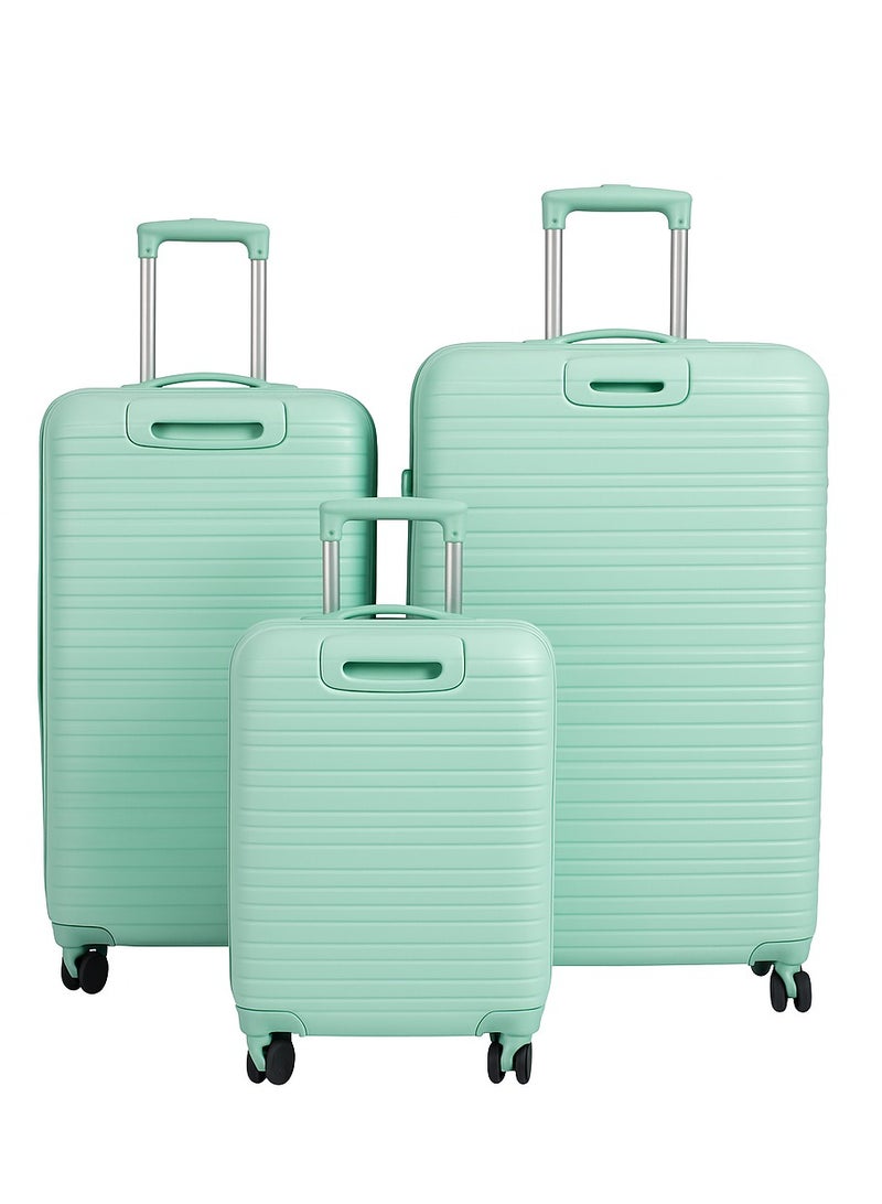 W.O.K 3-Piece Lightweight Luggage Set – Durable Polypropylene (PP) Hard Shell Travel Trolleys with Spinner Wheels and Secure Number Locks – Sizes 20", 24", 28" (Green)  - Image 1