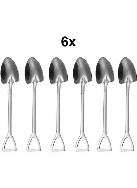 Steel 6 Pieces Silver Shovel Model Dessert Fruit and Ice Cream Spoon CIN754BY-6