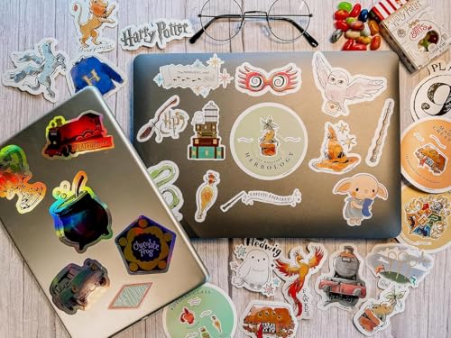 Conquest Journals Harry Potter Watercolor Vinyl Stickers, Set of Unique Sticker Decals, 5 Holograms, Waterproof, UV & Scratch Resistant, Great for Gadgets, Officially Licensed (White Vinyl, 60-Pack) - Image 2