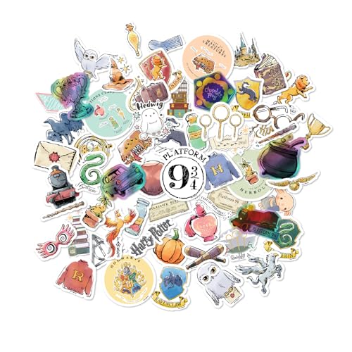 Conquest Journals Harry Potter Watercolor Vinyl Stickers, Set of Unique Sticker Decals, 5 Holograms, Waterproof, UV & Scratch Resistant, Great for Gadgets, Officially Licensed (White Vinyl, 60-Pack) - Image 3