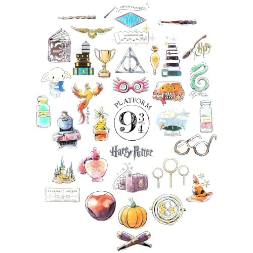 Conquest Journals Harry Potter Watercolor Vinyl Stickers, Set of Unique Sticker Decals, 5 Holograms, Waterproof, UV & Scratch Resistant, Great for Gadgets, Officially Licensed (White Vinyl, 60-Pack) - Image 4