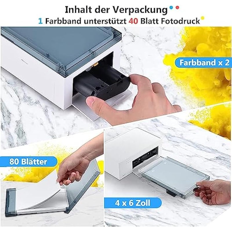 ليين ورق صور مقاس 4 × 6 انش، عبوة من 80 ورقة ورق صور وشريطين، ورق صور 10 × 15 سم لطباعة صبغ التسامي ليين Amber M100/M200، حماية من الماء/الاكسدة، للالبوم/الاطار - Image 4