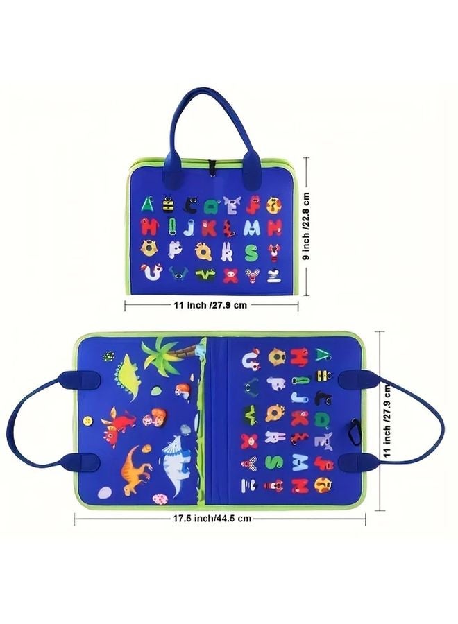 Blue Busy Board 25 in 1 Educational Toy for Kids Travel Learning Alphabet Numbers Shapes - Image 3