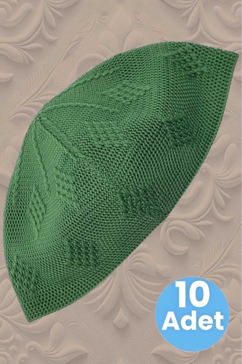 Hızırım 10-Piece Woven Knitted Patterned Skullcap Quality Prayer Cap  - Image 1