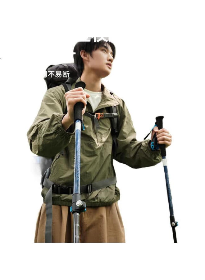 PELLIOT Carbon Fiber Folding Walking Stick For Elderly, Outdoor Trekking Pole, Telescopic Cane 16303650 China Red - Image 2