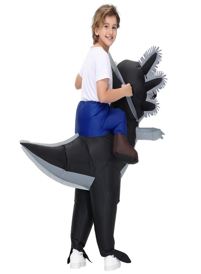 Stegosaurus Inflatable Axolotl Costume for Kids Halloween Costumes Kid Blow Up Costume Ride on Axolotl Costumes for Girls Boys Cosplay Party Black - Image 2