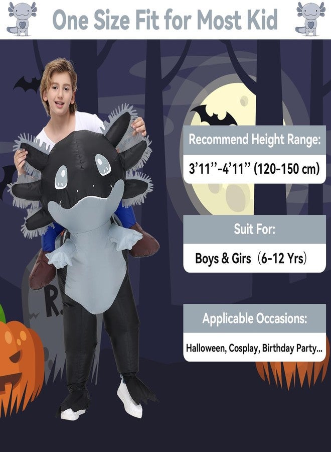 Stegosaurus Inflatable Axolotl Costume for Kids Halloween Costumes Kid Blow Up Costume Ride on Axolotl Costumes for Girls Boys Cosplay Party Black - Image 3