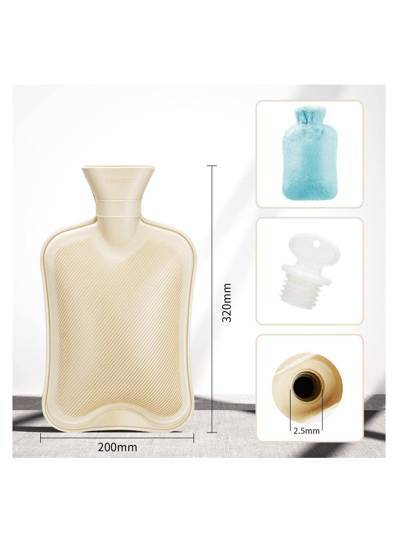 Generic Hot Water Bottle with Soft Fleece Cover 2L Classic Bag for Cold Therapy Pain Relief Back Neck Period Cramps Relieve Stress Pack and Feet Warmer Blue  - Image 4