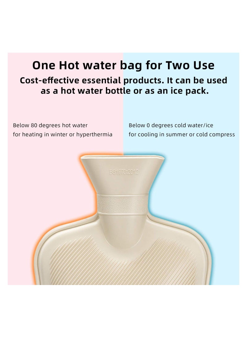 Generic Hot Water Bottle with Soft Fleece Cover 2L Classic Bag for Cold Therapy Pain Relief Back Neck Period Cramps Relieve Stress Pack and Feet Warmer Blue  - Image 5