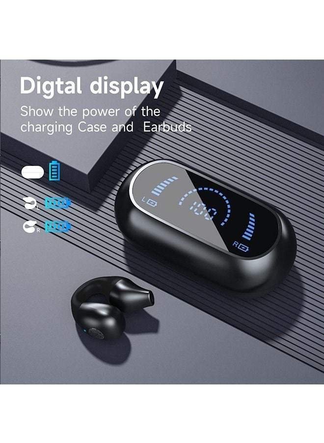 OULIYO Ear-Clip Bone Conduction Headphones Bluetooth 5.3, Painless Wireless Open Ear Clip on Headphone,Waterproof Mini Sport Running Earring Earphone, Noise Cancelling HiFi Quality Long Battery Life (Black)  - Image 3