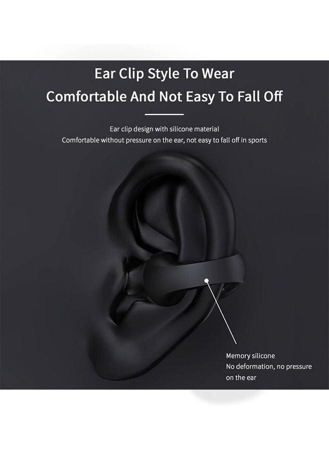 OULIYO Ear-Clip Bone Conduction Headphones Bluetooth 5.3, Painless Wireless Open Ear Clip on Headphone,Waterproof Mini Sport Running Earring Earphone, Noise Cancelling HiFi Quality Long Battery Life (Black)  - Image 2