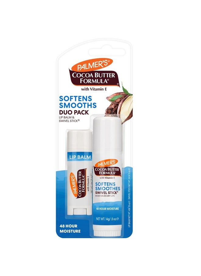PALMER'S - Palmer's Cocoa Butter Formula Duo Pack, Moisturizing Swivel Stick and Lip Balm with Vitamin E, All Day Moisturization, For use on Lips, Dry Patches, Marks & Scars (Pack of 2) - Image 1