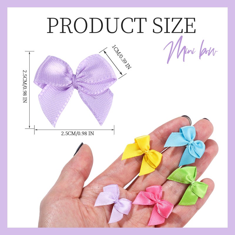 YGDZ 100PCS 1" Small Ribbon Bows, 20 Colors Tiny Satin Bows for DIY Cheer Pins, Wooden Clothes Pins, Balloons, Cake, Party Decor - Image 2