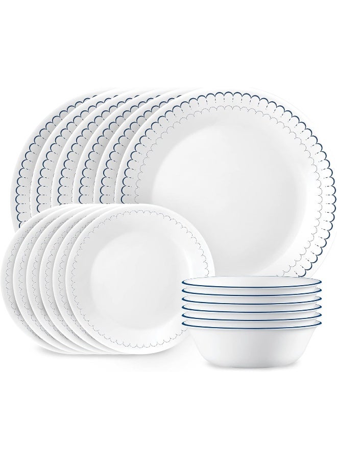 Corelle Dinnerware Set 18-Piece, Navy, White, 1147837 - Image 1
