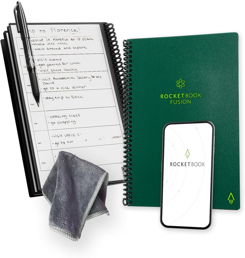 Rocketbook Planner & Notebook, Fusion : Reusable Smart Planner & Notebook | Improve Productivity with Digitally Connected Notebook Planner | Dotted, 15.2 cm x 22.4 cm, 42 Pg, Terrestrial Green - Image 1