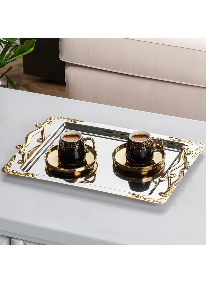 Nehir Lalezar Gold Coffee Tray