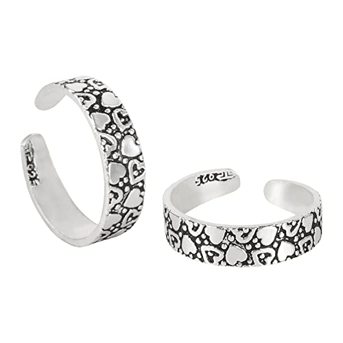 Silver Chest 925 Silver Toe Rings for Women Stylish Silver Bands for Girls -Sterling Silver Plain Oxidised rings with 3D Self Designs - Image 4
