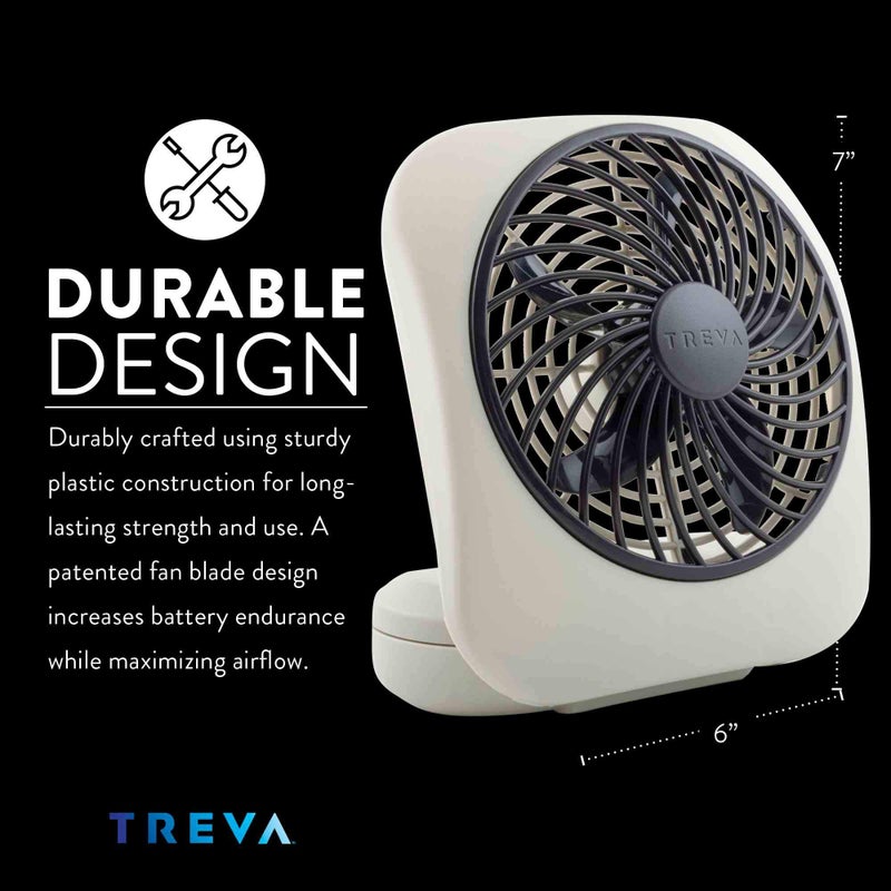 O2COOL Treva 5 Inch Battery Powered Fan Portable Desk Fan 2 Cooling Speeds with Compact Folding & Tilt Design Cubicle Accessories Small Portable 2 Pack (Grey) - Image 3