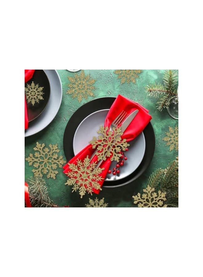 The Bros 36 قطعة زينة ثلجية ذهبية لعيد الميلاد، زينة ثلجية لامعة بلاستيكية، زينة ثلجية معلقة، لتزيين شجرة عيد الميلاد في الشتاء، هدايا، غرف، مطاعم، متاجر - Image 4