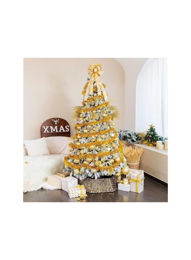 The Bros 36 قطعة زينة ثلجية ذهبية لعيد الميلاد، زينة ثلجية لامعة بلاستيكية، زينة ثلجية معلقة، لتزيين شجرة عيد الميلاد في الشتاء، هدايا، غرف، مطاعم، متاجر - Image 5