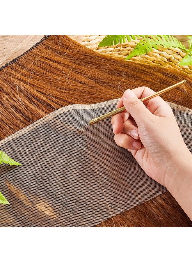 Hanaive مجموعة صنع الشعر المستعار مكونة من 11 قطعة، بما في ذلك 6 قطع من شبكة الدانتيل السويسري وحامل تهوية نحاسي مع 4 قطع من إبر التهوية، مجموعة شعر مستعار لشعر مستعار أمامي من الدانتيل للمبتدئين (بني فاتح) - Image 4