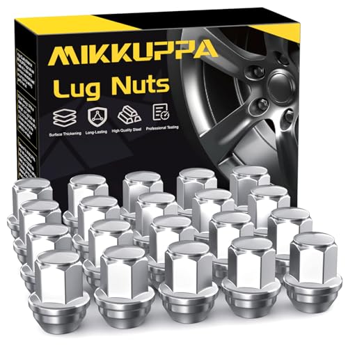 MIKKUPPA M14x1.5 OEM Lug Nuts, Replacement for 2015-2024 Ford Mustang Edge, 2020-2023 Explorer, 2022-2023 Maverick, 20 PCS Chrome Tire Nuts for Factory Style Wheels - Image 1
