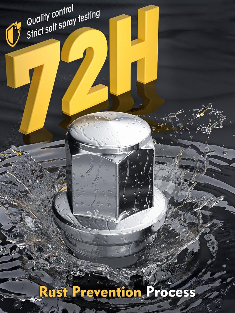 MIKKUPPA M14x1.5 OEM Lug Nuts, Replacement for 2015-2024 Ford Mustang Edge, 2020-2023 Explorer, 2022-2023 Maverick, 20 PCS Chrome Tire Nuts for Factory Style Wheels - Image 3