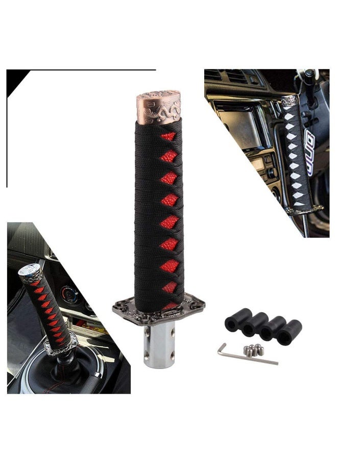 Generic Ryanstar Katana Shift Knob Samurai Sword Gear Shifter With 4 Adapters Universal Fit For Manual Cars Most Automatic Cars With 4 Adapters Black Red - Image 1