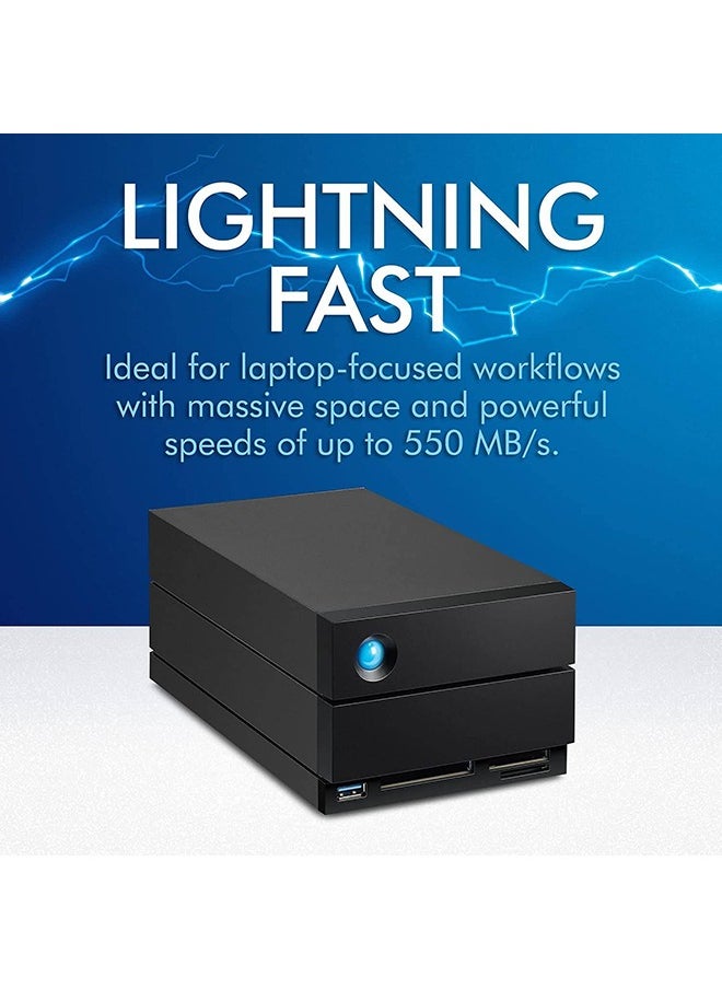 LACIE 16TB 2big Dock 2-Bay Thunderbolt 3 RAID Array, Hardware RAID Controller, Up to 27W For Laptop Charging, 1 x USB Type-A | 1 x DP 1.4, CompactFlash | CFast 2.0/SD Card, Black | STLG16000400  - Image 5