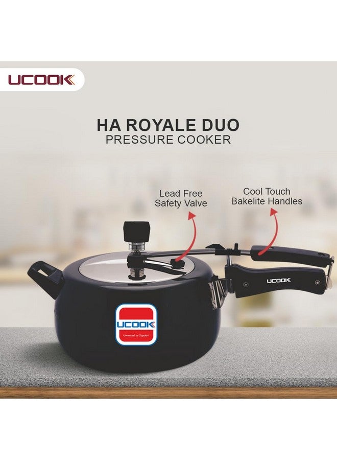 Ucook By United Ekta Group Royale Duo 5 Litre Hard Anodised Aluminium Inner Lid Induction Pressure Cooker With Stainless Steel Lid, Black - Image 4