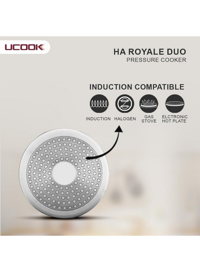 Ucook By United Ekta Group Royale Duo 5 Litre Hard Anodised Aluminium Inner Lid Induction Pressure Cooker With Stainless Steel Lid, Black - Image 5
