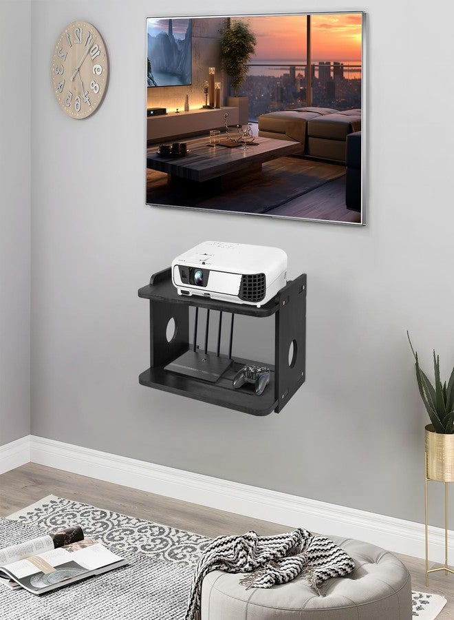 BEARUT Projector Shelf,Projector Wall Mount Floating Shelf, Projector Stand,Projector Rack Holder,Projector Mount,Router Shelf Storage Box Modem Cable Box Shelf for Xbox Series PS5 PS4 by Wood - Image 3