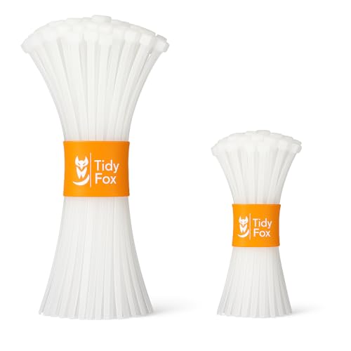 Tidy Fox Self Locking Cable Ties / 4 inch & 12 inch Combo / 200 nos/White - Image 1