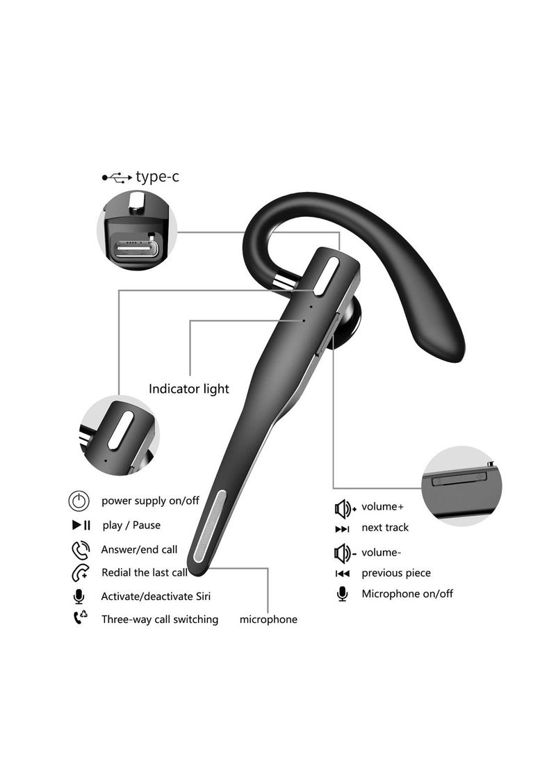 Generic - Single-ear Bluetooth Headset with ENC Call Noise Reduction,Wireless IPX7 Waterproof Earpiece, Support Calls, Wake Up The Sound Assistant, for Running, Driving, Cycling - Image 1