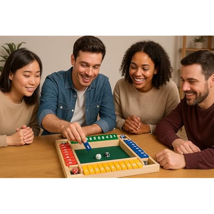Keenso Shut the Box Game WoodenLeft Right Center Dice Game for Kids AdultsFamily Classroom Home Party or Pub - Image 2