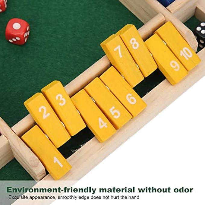 Keenso Shut the Box Game WoodenLeft Right Center Dice Game for Kids AdultsFamily Classroom Home Party or Pub - Image 5