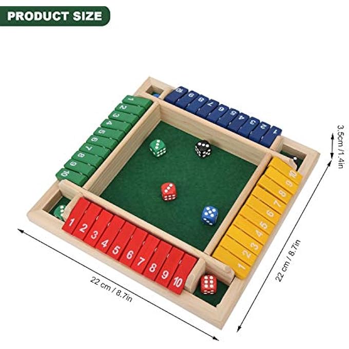 Keenso Shut the Box Game WoodenLeft Right Center Dice Game for Kids AdultsFamily Classroom Home Party or Pub - Image 3