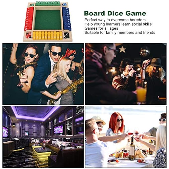 Keenso Shut the Box Game WoodenLeft Right Center Dice Game for Kids AdultsFamily Classroom Home Party or Pub - Image 4
