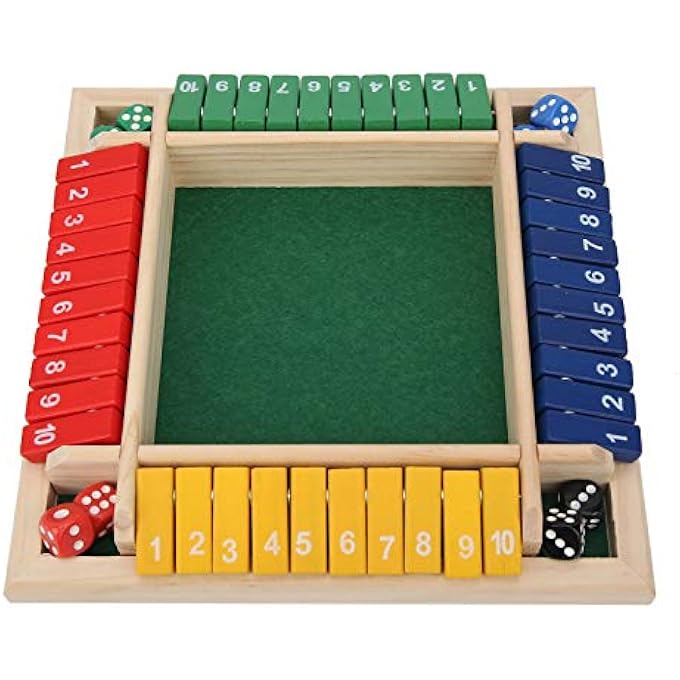 Keenso Shut the Box Game WoodenLeft Right Center Dice Game for Kids AdultsFamily Classroom Home Party or Pub - Image 1